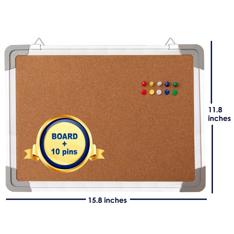 Navy Penguin Cork Board Set for Wall - Bulletin Board Corkboard 16 x 12 in with 10 Thumb Tacks - Small Wall Hanging Pin Board Message Board Tack Board Organizer for Home, Office, Desk and Cubicle (16x12 inch) - Image 2